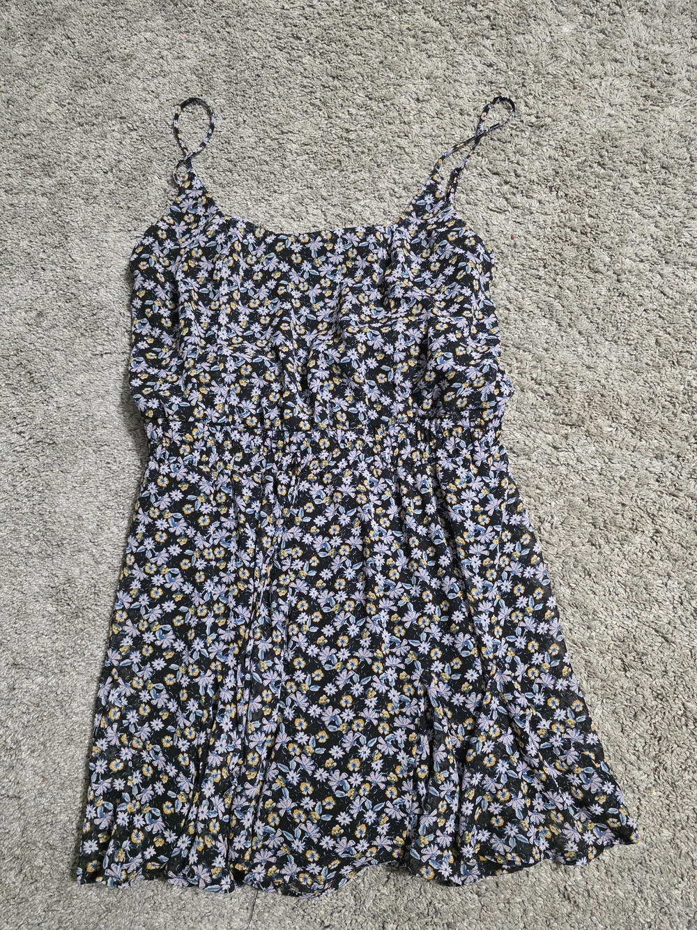 Daytrip Black Floral Dress with Lavender and Yellow Blooms
